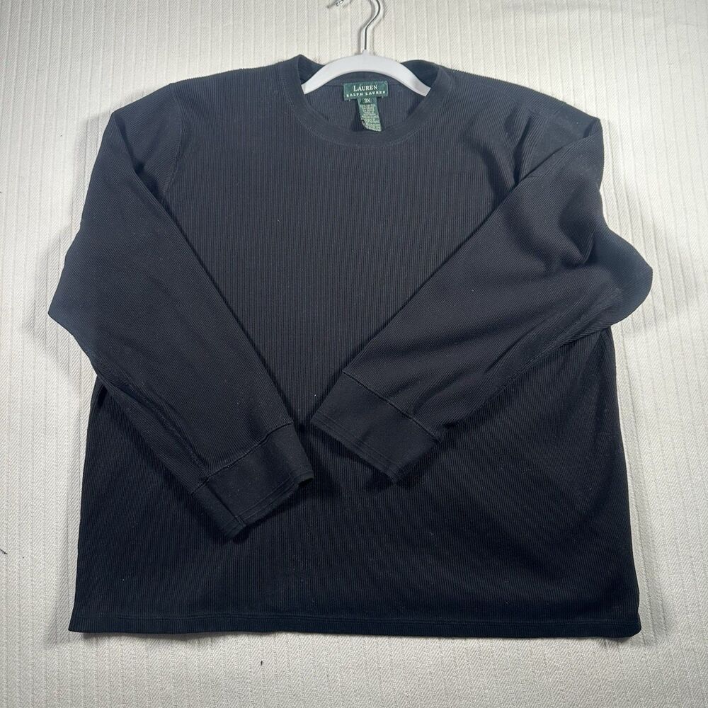 Ralph Lauren Women’s 3X Black Ribbed Long Sleeve Crewneck Shirt